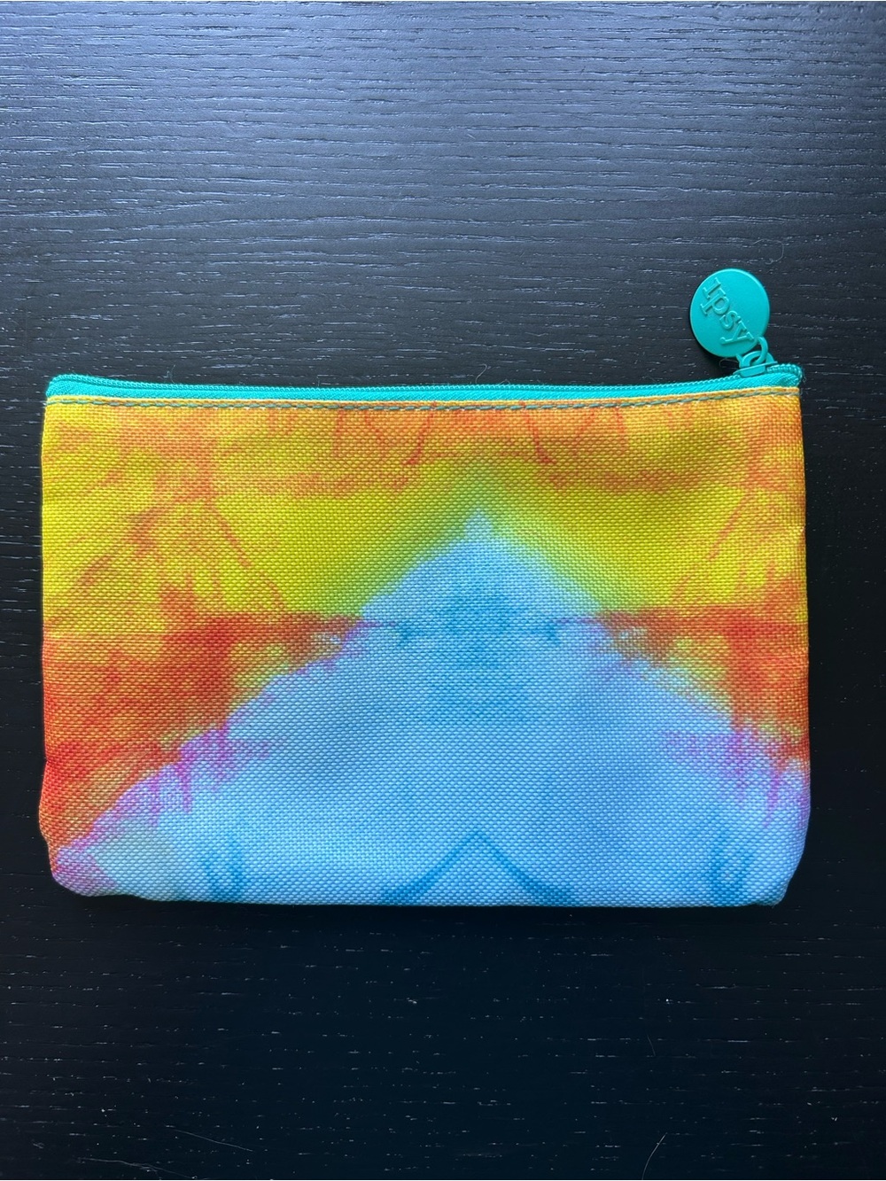 5/$25 Ipsy Tie-Dye Canvas Zip Pouch in Yellow, Blue & Orange